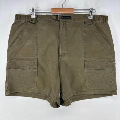 古着 コロンビア Columbia ショートパンツ カーゴ アクションパンツ PFG ワンポイントロゴ ジップ ハーフパンツ XL ブラウン メンズ