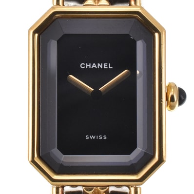 値下 シャネル CHANEL H0001 プルミエール S GP/レザー クォーツ レディース 良品 G#144725