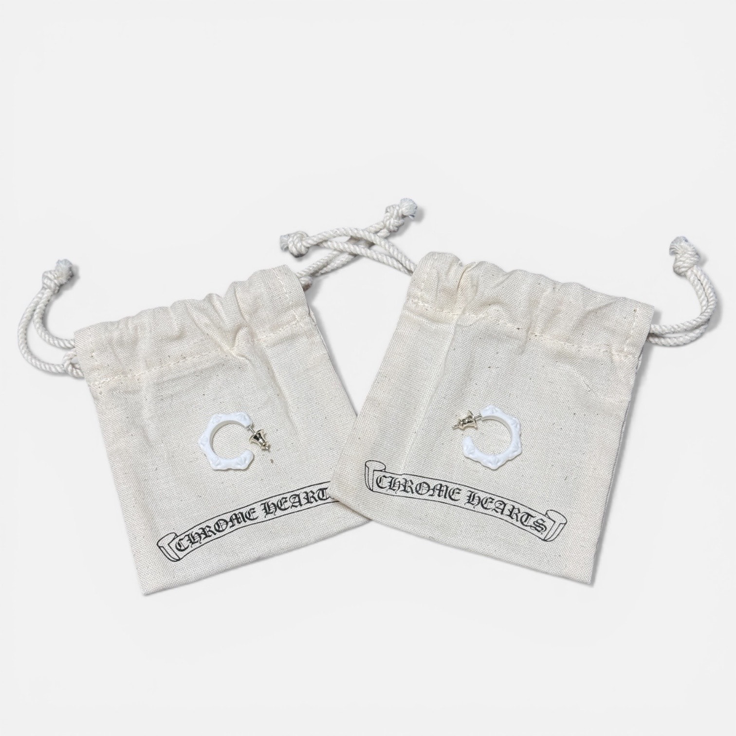 Chrome Hearts CH Cross Silicon Hoop Earrings "White"