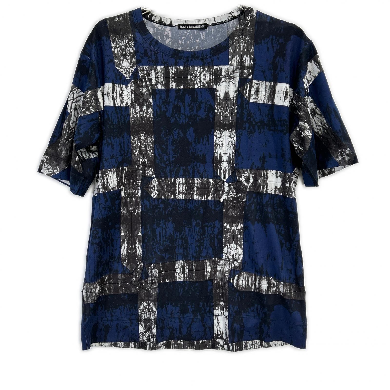 イッセイミヤケメン ME41JK179 14SS ブルー グラフィックストレッチTシャツ 4