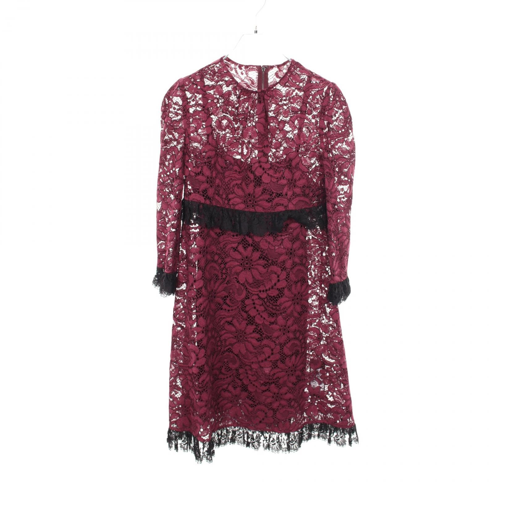 ドルチェアンドガッバーナ DOLCE & GABBANA 総レース インナー付き ワンピース 衣料品 トップス コットン レディース ボルドー系 / ブラック系 【中古】