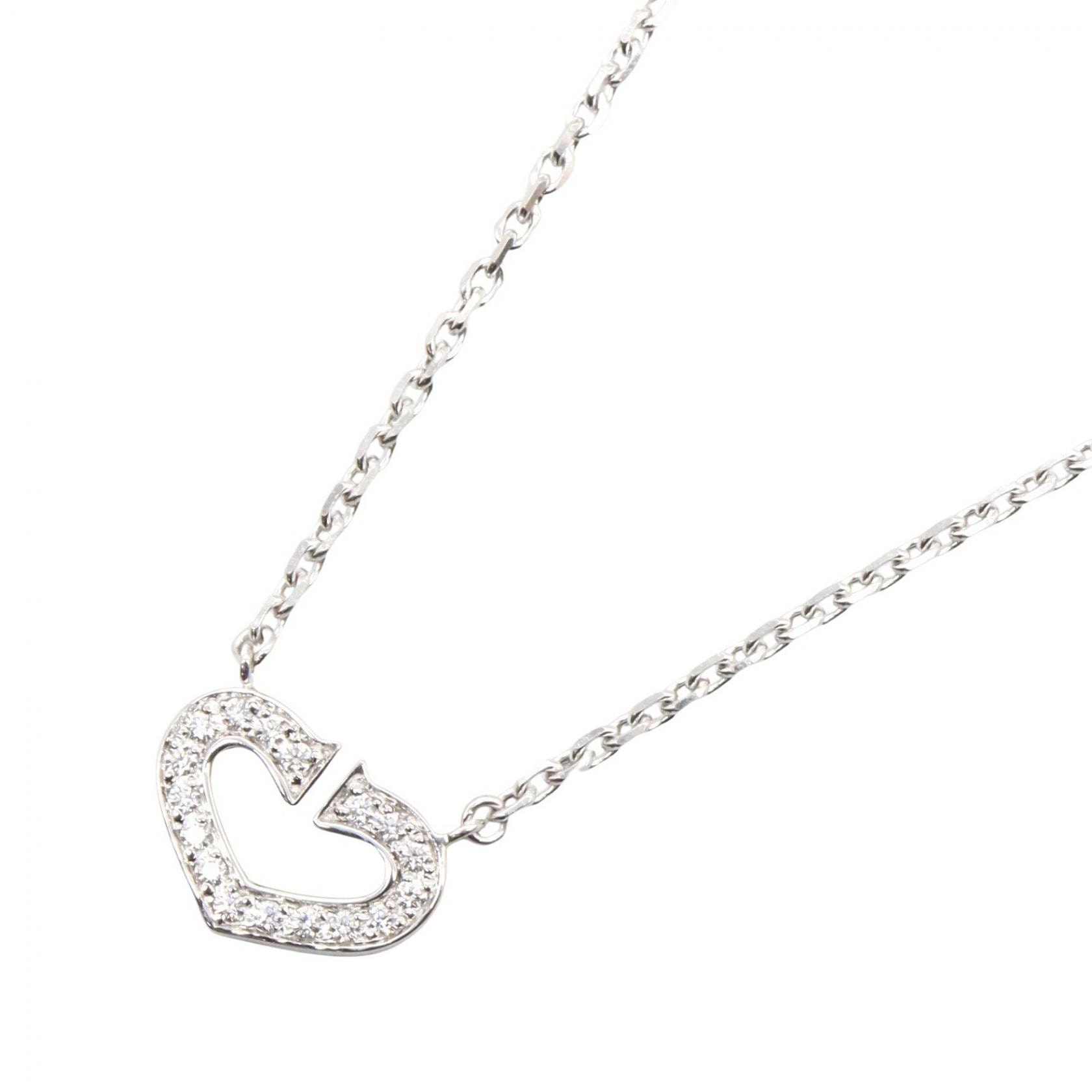 カルティエ CARTIER Cハート ダイヤ ネックレス ネックレス ジュエリー K18WG(ホワイトゴールド) ダイヤモンド レディース シルバー系 / クリア系 【中古】