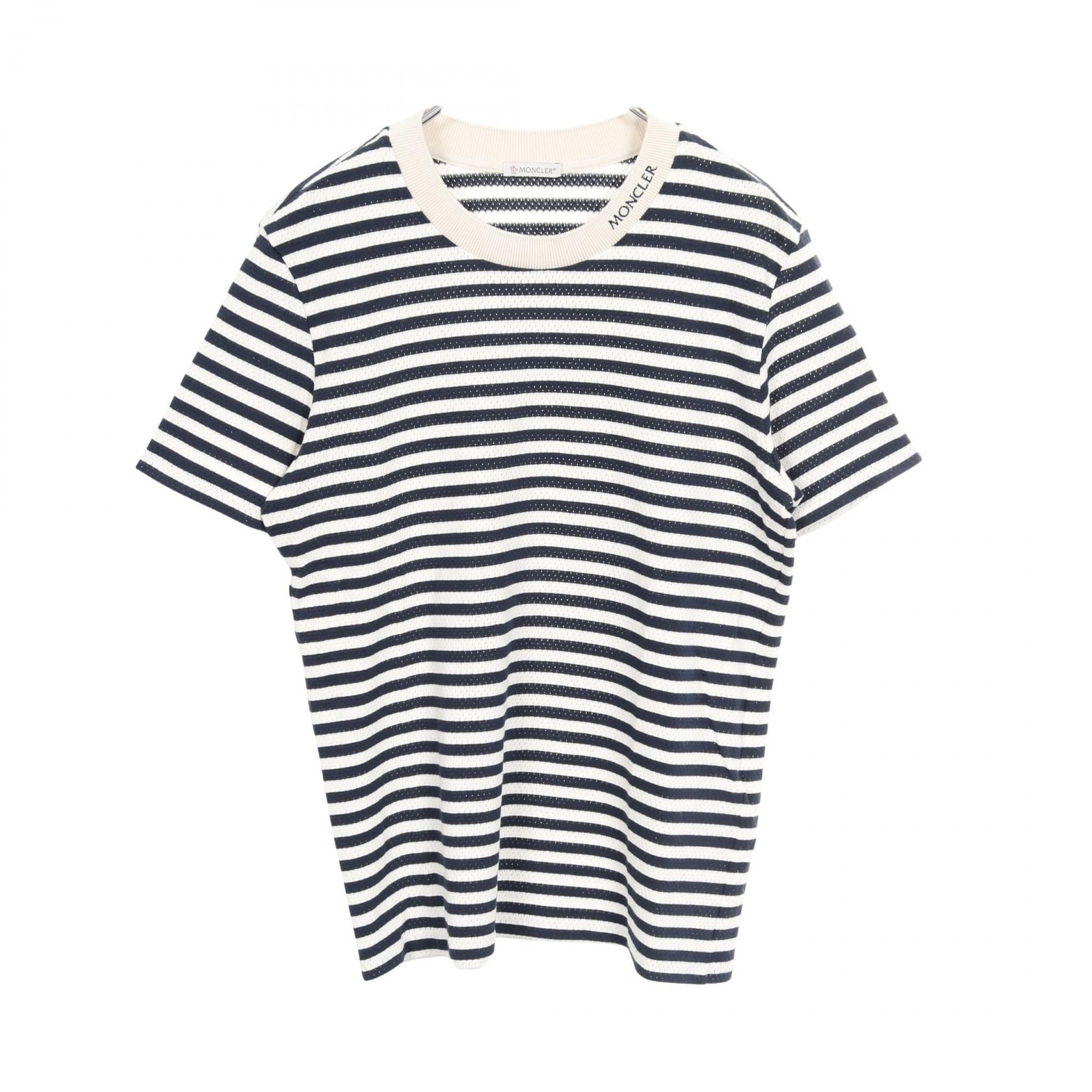 モンクレール MONCLER カットソー 衣料品 トップス コットン メンズ ネイビー系 / ホワイト系 【中古】