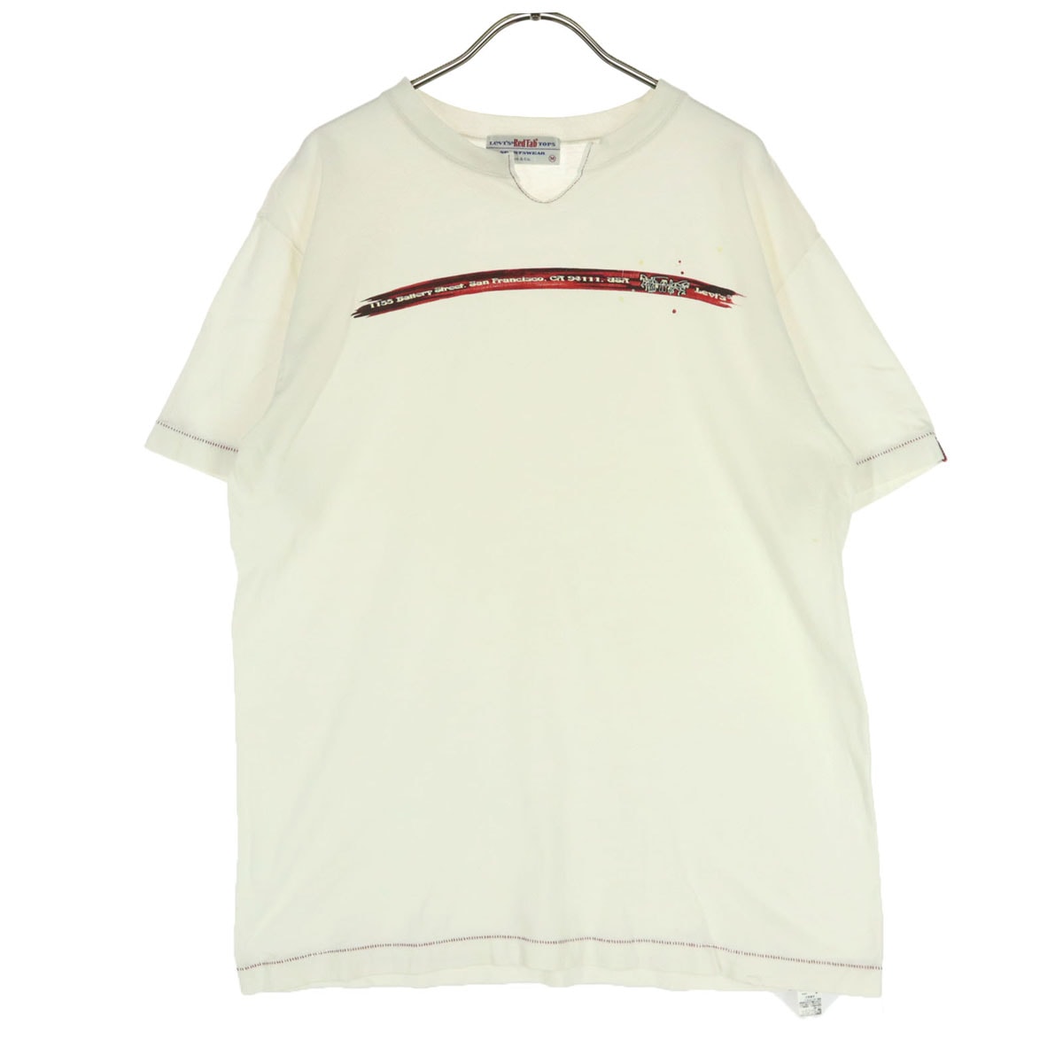 Levi's Red Tab リーバイスレッドタブ コットン プリント 半袖 キーネック Tシャツ M オフホワイト系