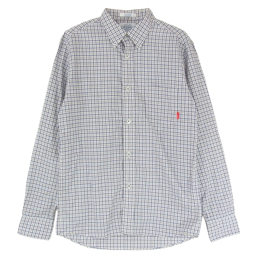 WTAPS ダブルタップス 長袖シャツ 132SPDT-SHM01 PLAIN L/S 01 チェック 長袖 シャツ ブルー系 S【中古】