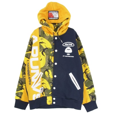 A BATHING APE アベイシングエイプ スタジャン AAPSWM3482XXB AAPE エーエイプ Multicolor Camo Stripe マルチカラー クレイジーパターン フーデッドスウェット スタジャン ブルゾン マルチカラー系 M【中古】