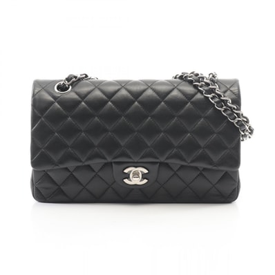 シャネル CHANEL マトラッセ Wフラップ ショルダーバッグ バッグ ラムスキン(羊革) レディース ブラック系 【中古】