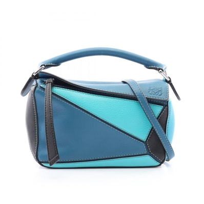 ロエベ LOEWE パズルバッグ ミニ 2WAY ハンドバッグ バッグ レザー レディース ブルー系 / マルチカラー 【中古】
