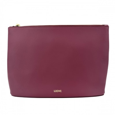 LOEWE ロエベ クラッチバッグ オブロング ポーチ セカンドバッグ ポーチ プライ クリムゾン Q730C63X01 レザー ボルドー ゴールド金具 レディース 美品【中古品】