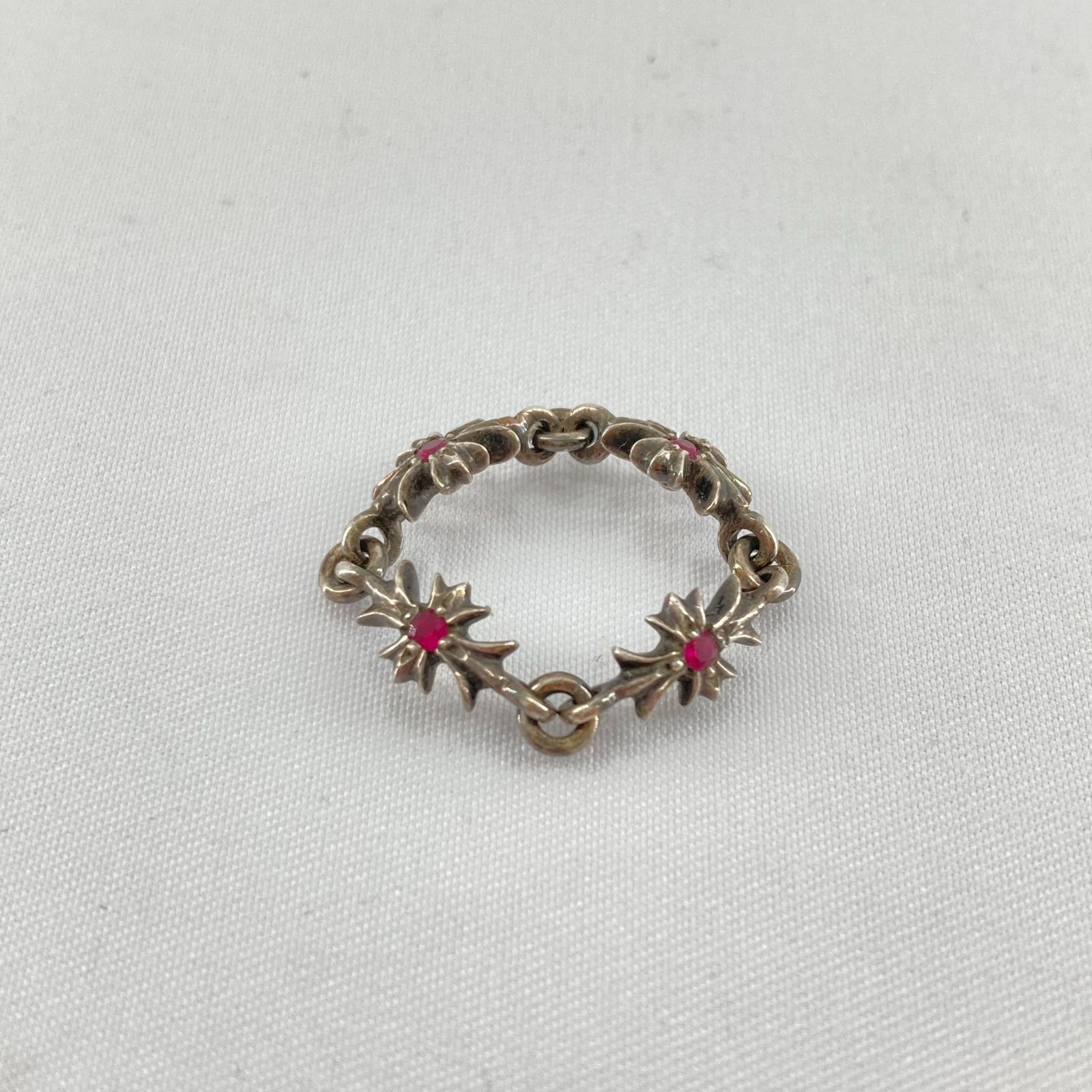 Chrome Hearts Tiny E CH Plus Ring With Pink Sapphire "Silver"