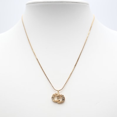 Christian Dior(クリスチャンディオール)CDロゴ ヴィンテージ ネックレス ラインストーン ゴールド メタル チェーン アジャスター付き レディース アクセサリー【中古】