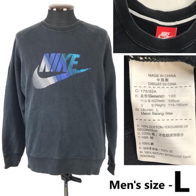 NIKE【ナイキ】00s/グラデーション ビッグロゴ/長袖スウェットトレーナー【メンズL/黒系/black】Tops/sweat/Shirt◆BJ080-d