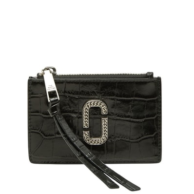 マークジェイコブス ザ クロコ エンボストップ コインケース 小銭入れ カードケース ブラック レザー レディース MARC JACOBS 中古