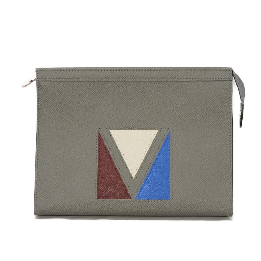 LOUIS VUITTON ルイ・ヴィトン ポシェット ヴォワヤージュ MM アメリカズカップ LVロゴ エンボス グレー マルチカラー セカンドバッグ カードケース RFID ICチップ 未使用 タイガ グラシエ クラッチバッグ M59147