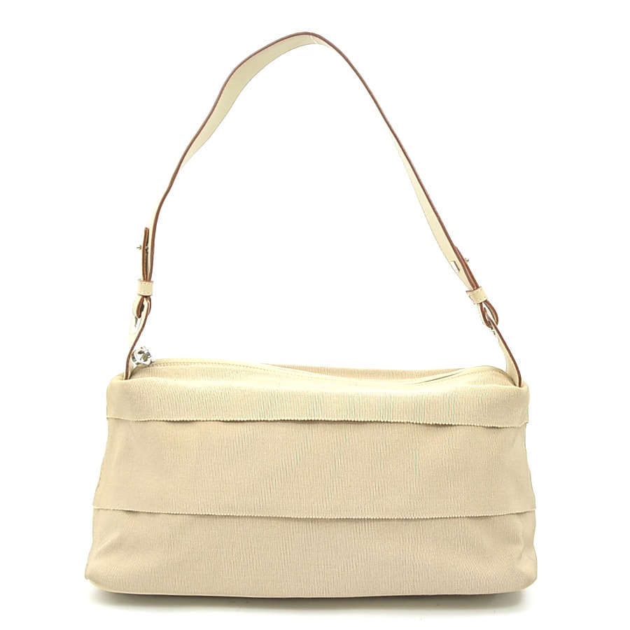 サルヴァトーレフェラガモ Salvatore Ferragamo ショルダーバッグ ガンチーニ キャンバス/レザー ベージュ シルバー レディース【中古】 e61824d