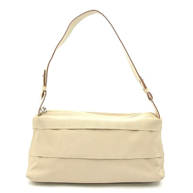 サルヴァトーレフェラガモ Salvatore Ferragamo ショルダーバッグ ガンチーニ キャンバス/レザー ベージュ シルバー レディース【中古】 e61824d