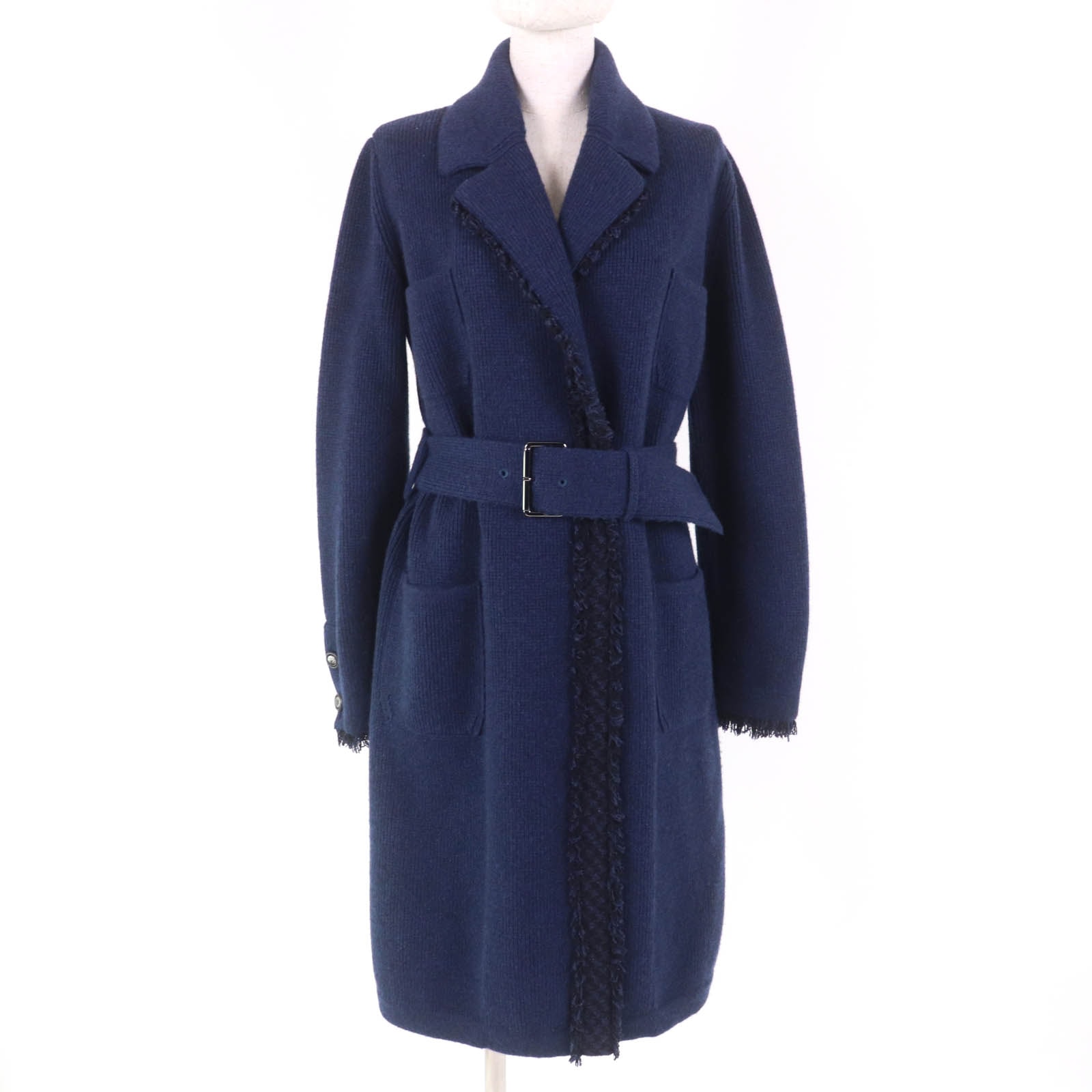 極美品 シャネル
 コート GABRIELLE COCO ネイビー レディース 38 17B P57290K07490