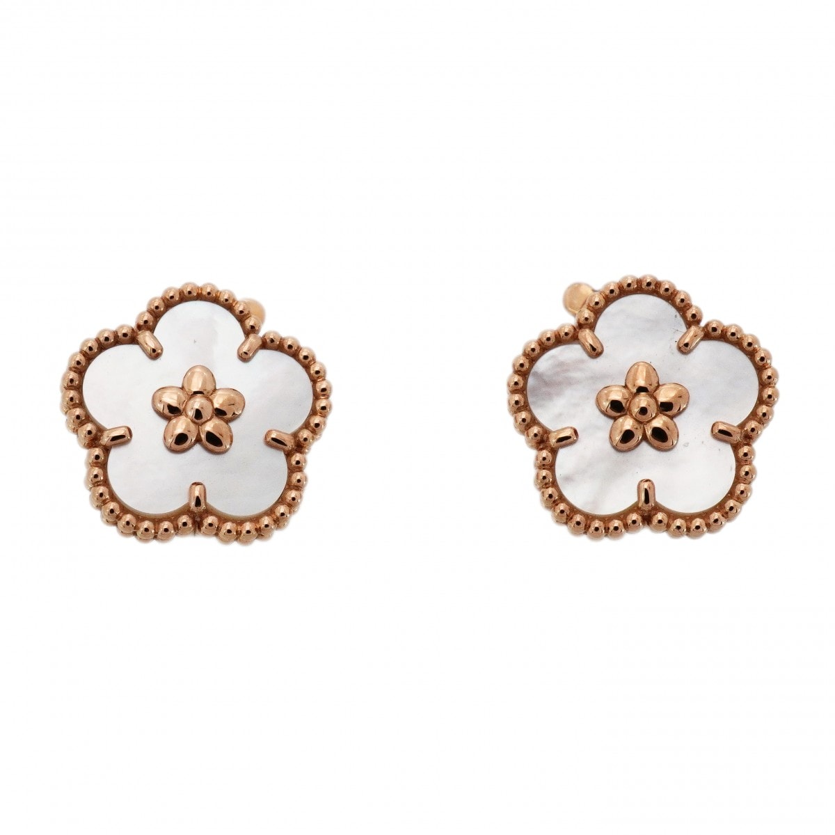 ★SALE【6jdb0238】ヴァンクリーフ&アーペル ピアス ラッキースプリング K18PG ピンクゴールド マザーオブパール【中古】レディース