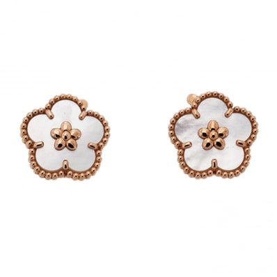 ★SALE【6jdb0238】ヴァンクリーフ&アーペル ピアス ラッキースプリング K18PG ピンクゴールド マザーオブパール【中古】レディース