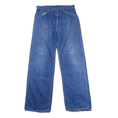 Levi's リーバイス デニムパンツ Vintage ヴィンテージ 60s~70s 白タグ BIG E 不均等V Scovill社製 GRIPPER ZIP シャンブレー ストレート ジップパンツ ボタン裏刻印15 インディゴブルー系【中古】