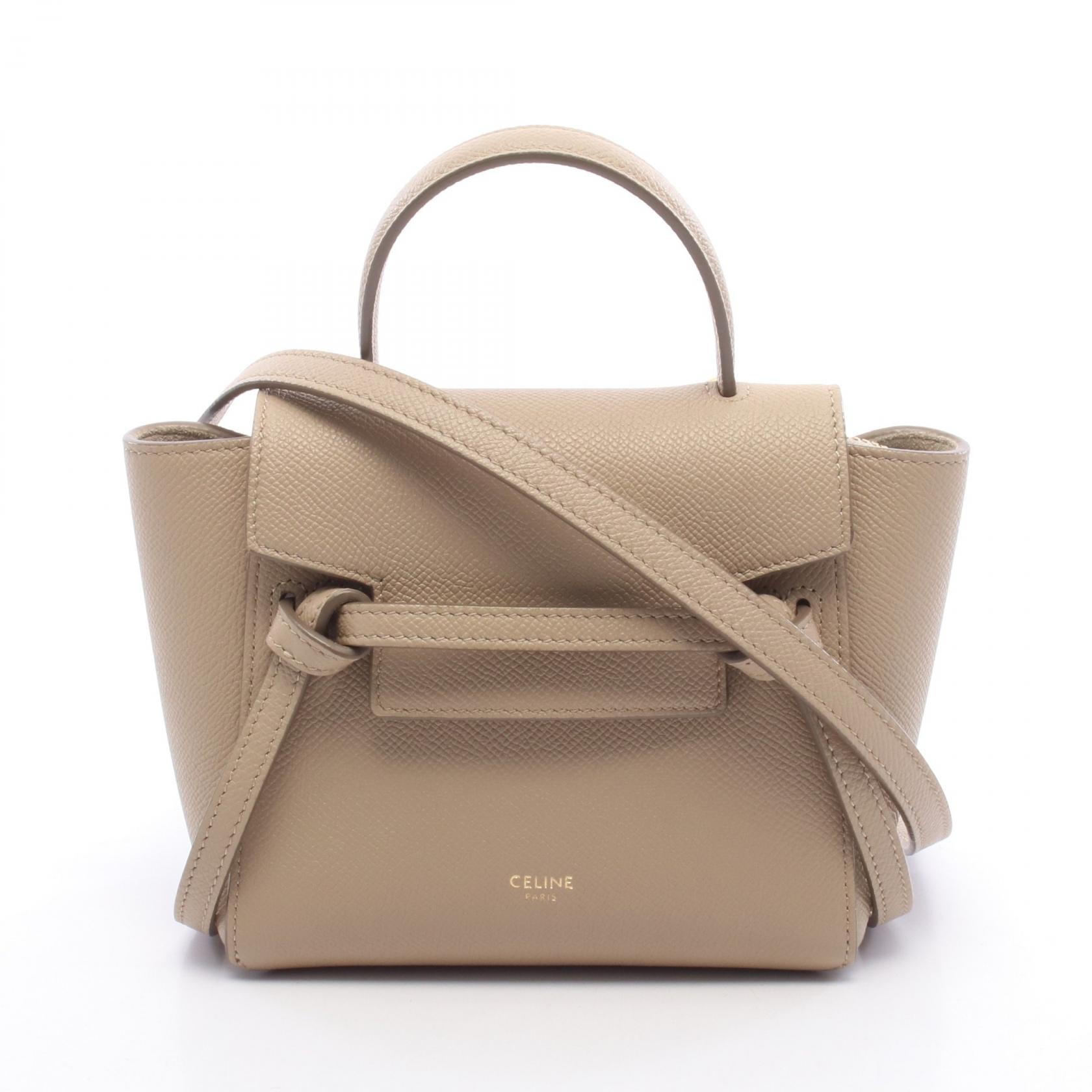 セリーヌ CELINE PICO BELT BAG ピコ ベルトバッグ 2WAY ハンドバッグ バッグ レザー レディース ベージュ系 【中古】