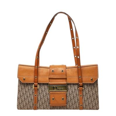 ディオール トロッター ストリートシック ハンドバッグ ショルダーバッグ ベージュ ブラウン キャンバス レザー レディース Dior 中古