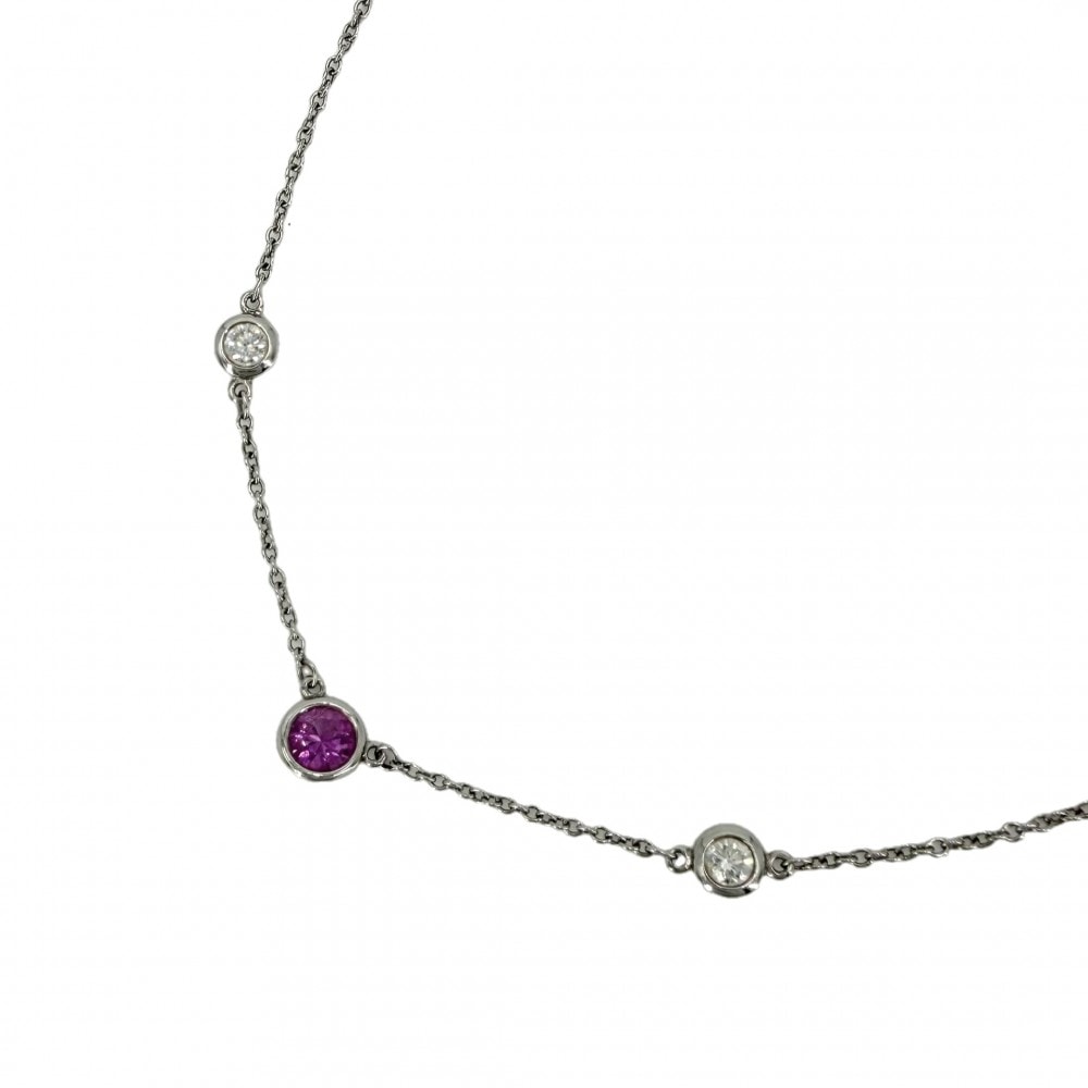 TIFFANY&Co. ティファニー ネックレス エルサペレッティ カラーバイザヤード ジュエリー アクセサリー Pt950プラチナ    ピンクサファイア ピンク レディース 約2.9g【中古品】