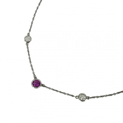 TIFFANY&Co. ティファニー ネックレス エルサペレッティ カラーバイザヤード ジュエリー アクセサリー Pt950プラチナ ピンクサファイア ピンク レディース 約2.9g【中古品】