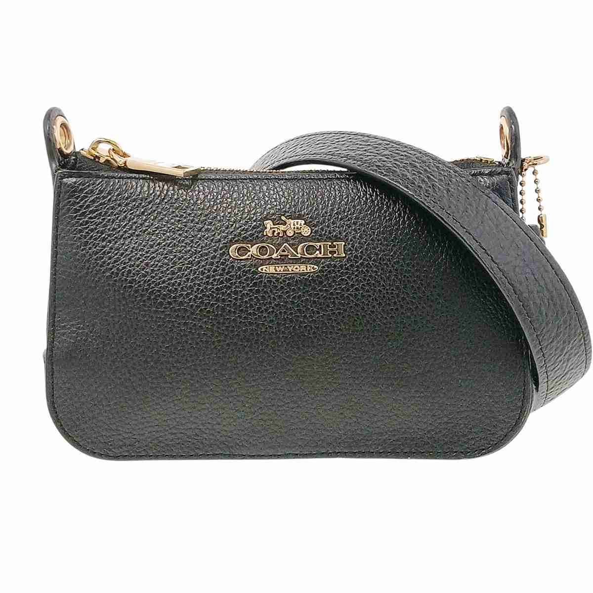 COACH コーチ ショルダーバッグ F73792 レザー ブラック ゴールド  レディース【中古】