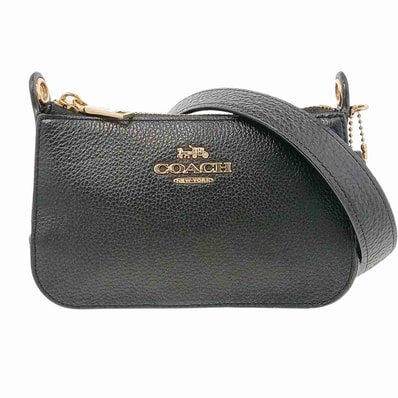 COACH コーチ ショルダーバッグ F73792 レザー ブラック ゴールド レディース【中古】