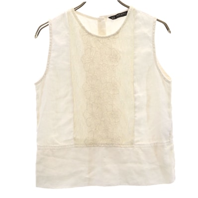 ZARA BASIC ザラベーシック リネン ノースリーブ カットソー XS ホワイト