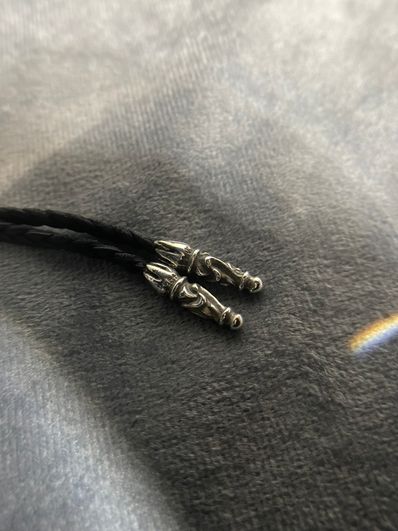 Chrome Hearts Tiny Scroll Leather Blade Chip "Black"