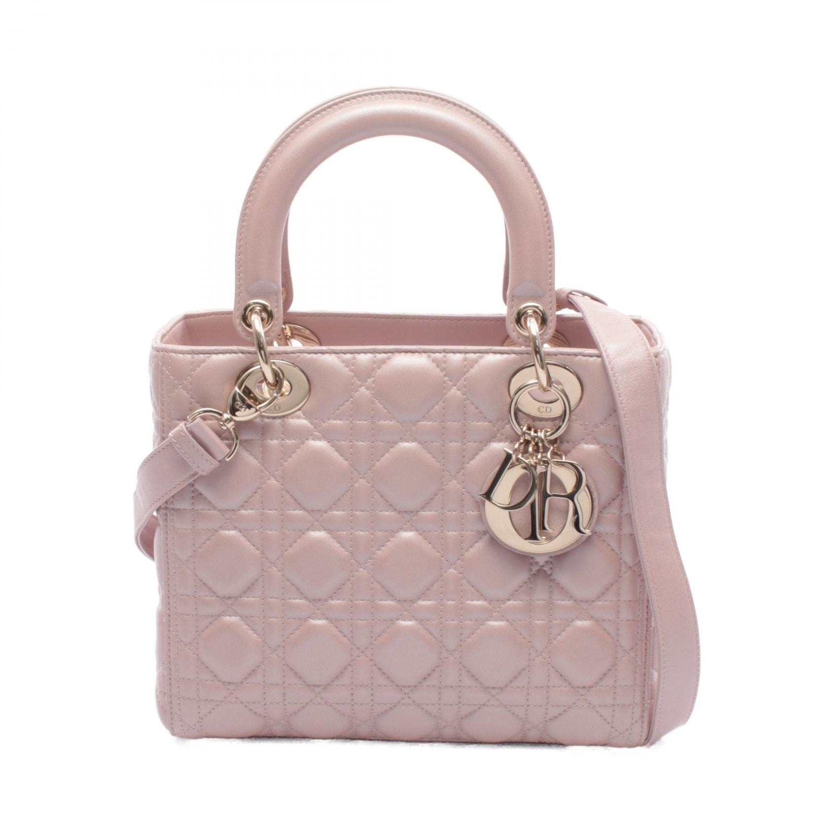 ディオール Dior LADY DIOR レディディオール ハンドバッグ バッグ レザー レディース ピンク系 【中古】