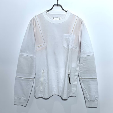 sacai REBUILD ZIP POCKET COTTON L/S T-SHIRT White