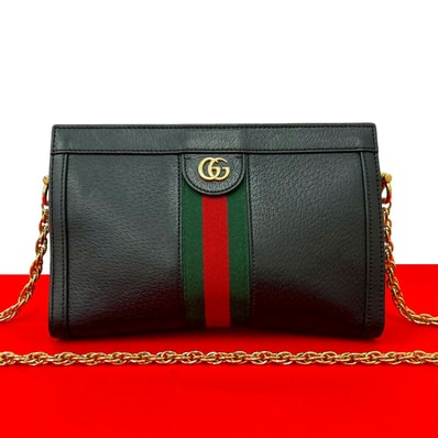 GUCCI グッチ オフィディア シェリーライン GG ロゴ 金具 レザー ショルダーバッグ ブラック
94432