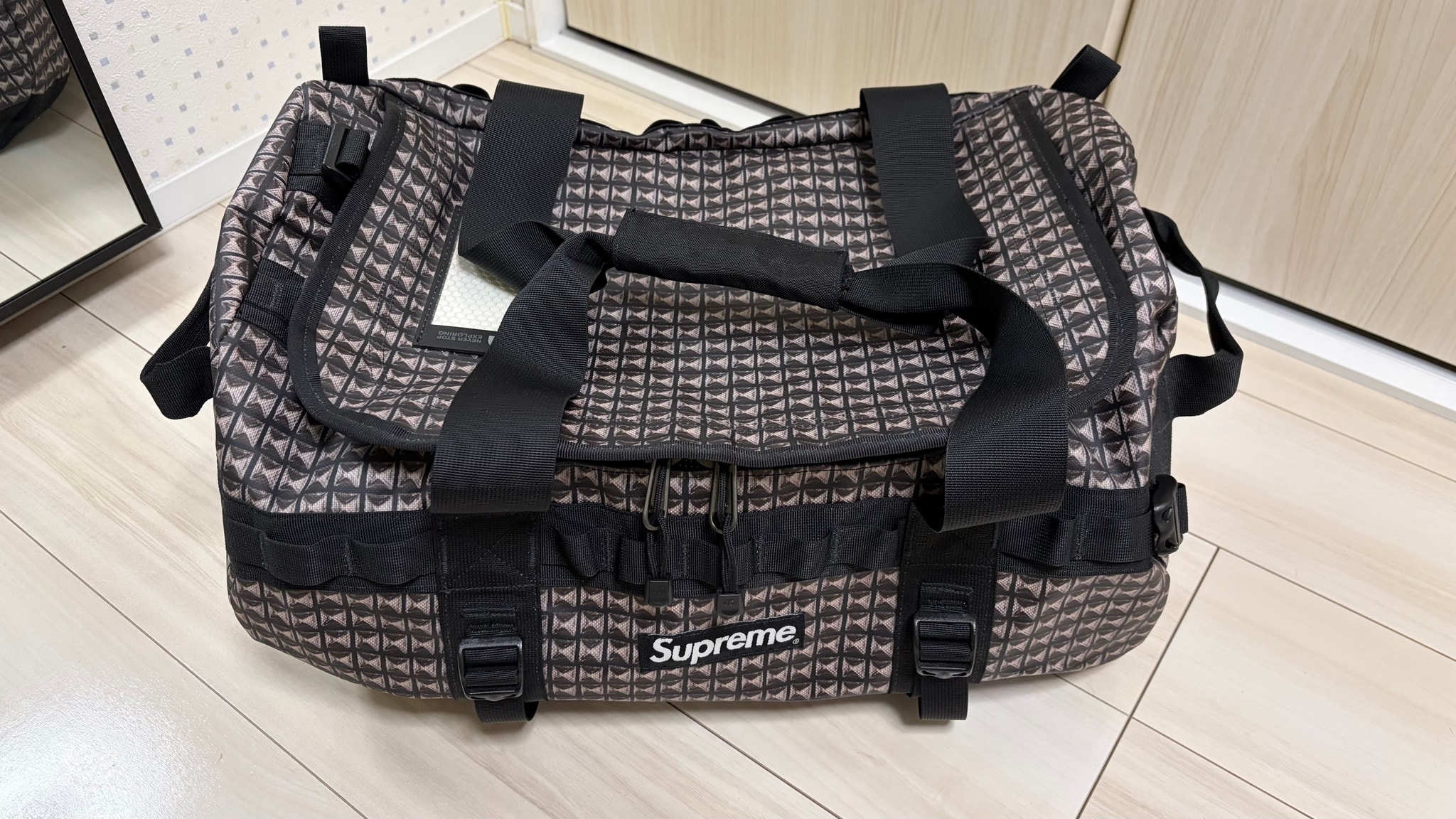 Supreme x The North Face Studded Small Base Camp Duffle Bag. 42L. "Black"