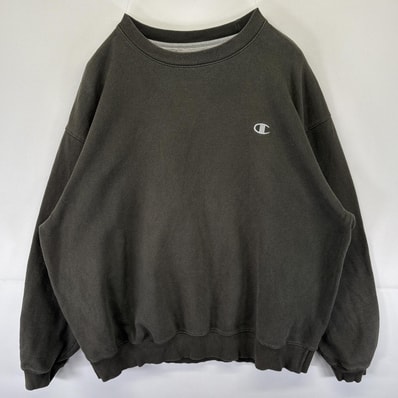 古着 チャンピオン Champion スウェット トレーナー プルオーバー ワンポイントロゴ刺繍 クルーネック 大きいサイズ 14041 グレー メンズ