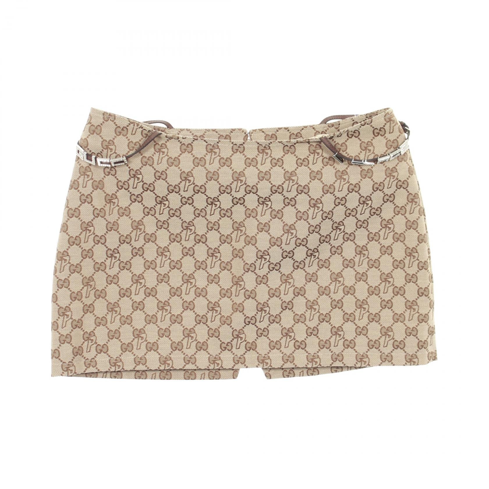グッチ GUCCI GUCCI × PALACE Lace And Crystal Mini Skirt スカート 衣料品 ボトムス コットン ポリエステル レディース ベージュ系 / ブラウン系 721870 【中古】