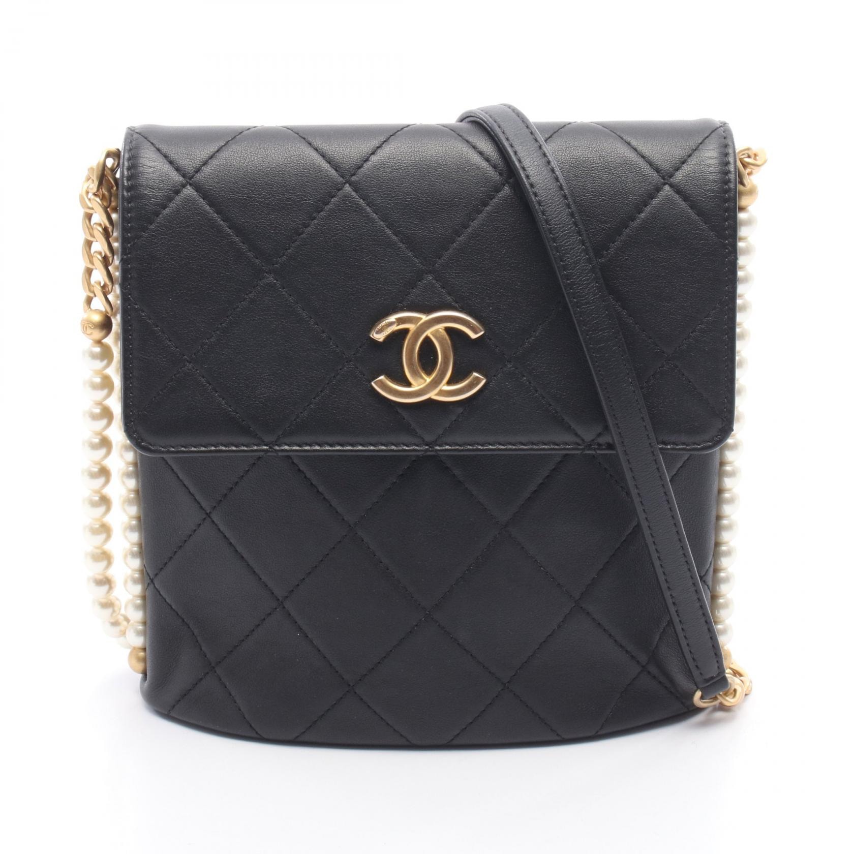 シャネル CHANEL マトラッセ フェイクパール ショルダーバッグ ショルダーバッグ バッグ レザー レディース ブラック系 AS2503 【中古】