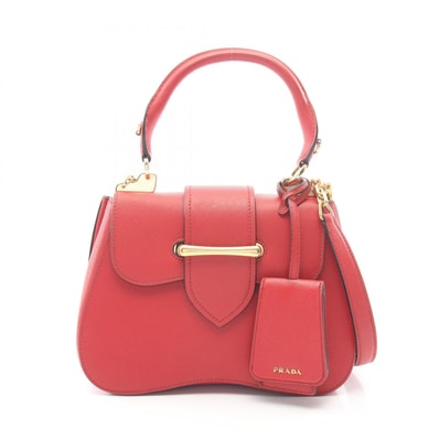 プラダ PRADA シドニー 2WAY ハンドバッグ バッグ サフィアーノレザー レディース レッド系 1BN011 【中古】