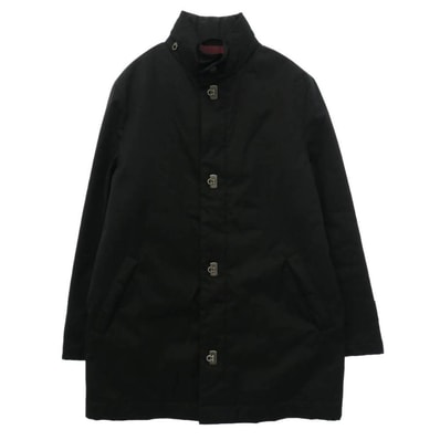 Salvatore Ferragamo サルヴァトーレフェラガモ T0536 Gancini ガンチーニ スタンドカラー コート ジャケット ブラック系 46【中古】
