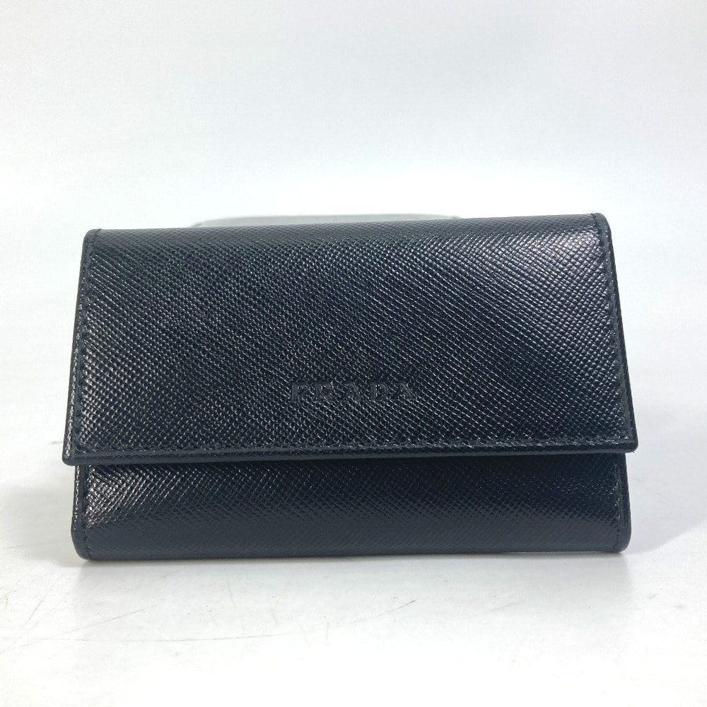 プラダ PRADA ロゴ M25U 鍵 6連 キーケース サフィアーノレザ- ブラック 美品