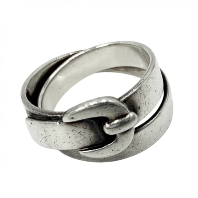 HERMES エルメス 指輪 ダブルトゥルーリング ベルト アクセサリー ジュエリー 小物 53サイズ シルバー925 約12号 ユニセックス 約6.9g【中古品】