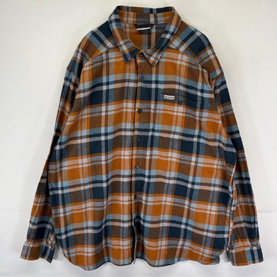 古着 コロンビア Columbia 長袖シャツ ワンポイントロゴ 薄手 ネルシャツ 2XL マルチカラー チェック メンズ