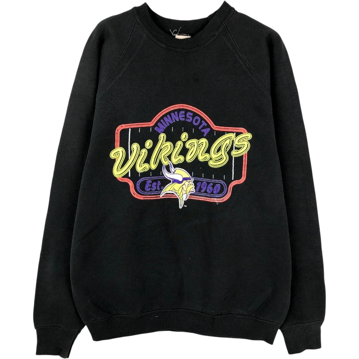 古着 80~90年代 フルーツオブザルーム FRUIT OF THE LOOM NFL MINNESOTA VIKINGS ミネソタバイキングス プリントスウェットシャツ トレーナー メンズL相当 ヴィンテージ/eaa672231