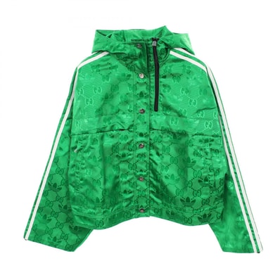 グッチ GUCCI GUCCI × adidas GG トレフォイル ナイロンジャケット 衣料品 アウター ナイロン レディース グリーン系 697438 【中古】