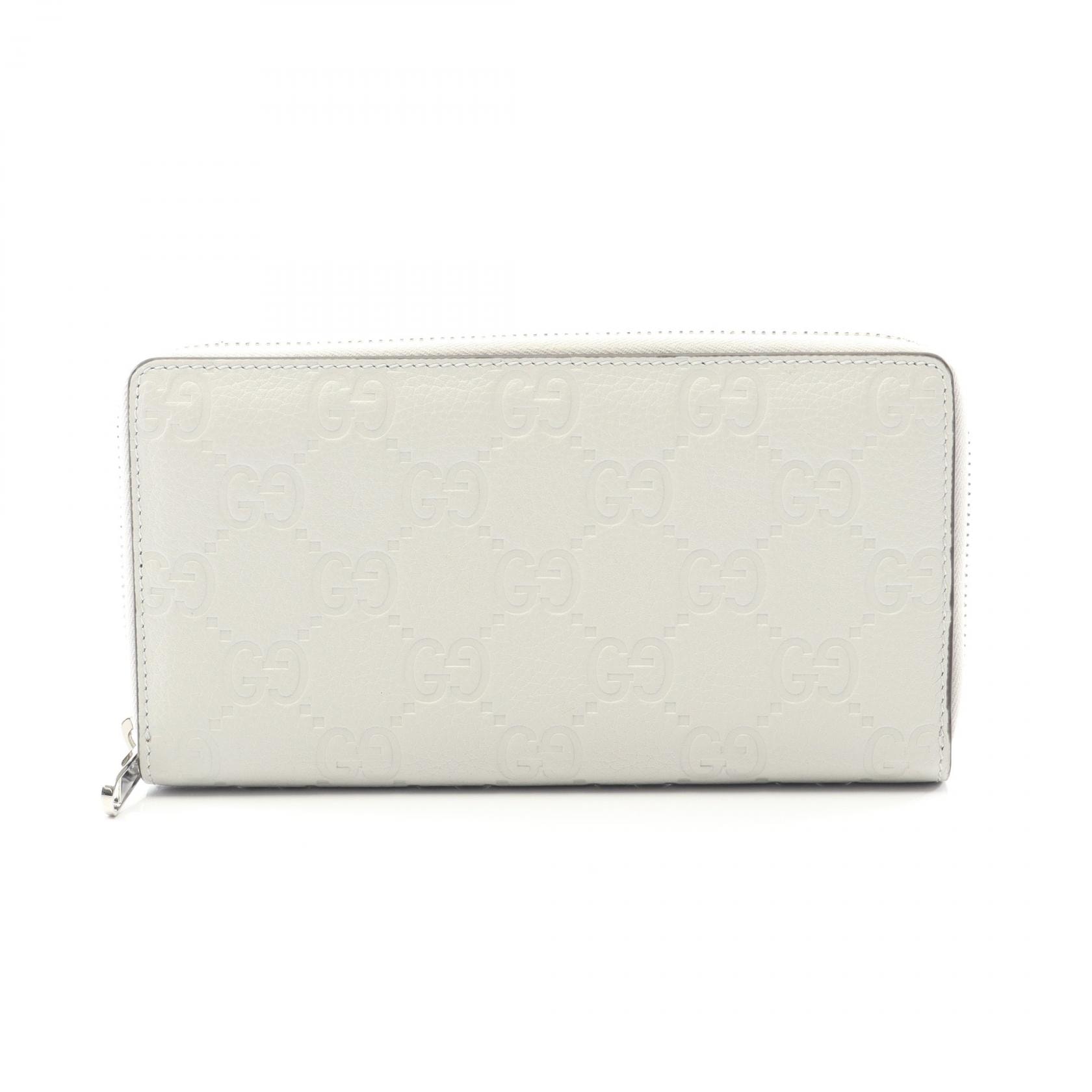 グッチ GUCCI グッチ インプリント ラウンド長財布 財布 レザー レディース グレー系 835003 【中古】