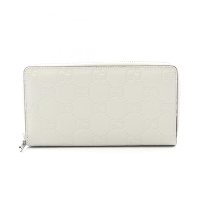 グッチ GUCCI グッチ インプリント ラウンド長財布 財布 レザー レディース グレー系 835003 【中古】
