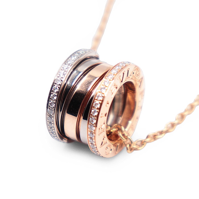 【美品】BVLGARI ブルガリ B-Zero1 パーフェクトミステイク ネックレス ダイヤモンド K18スリーカラー イエローゴールド ホワイトゴールド ピンクゴールド 18金 K18YG K18WG K18PG ジュエリー 伊製 チェーン全長47.5cm