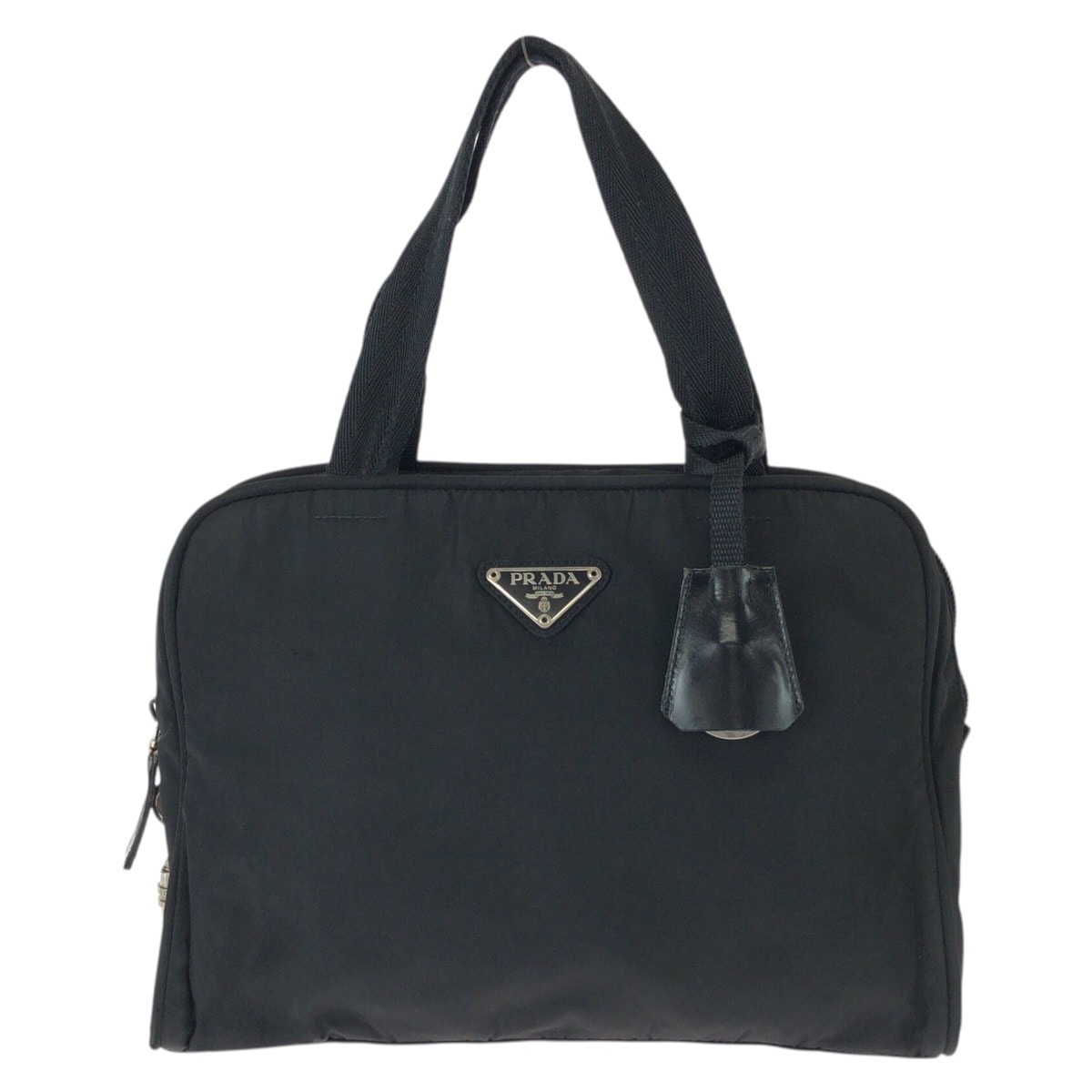 PRADA プラダ テスート 三角ロゴプレート ブラック 黒 シルバー金具 ナイロン ハンドバッグ 604270 【中古】